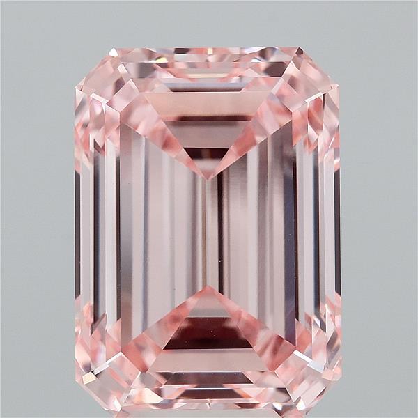Emerald cut 9.21ct Fancy Intense Pink VVS2