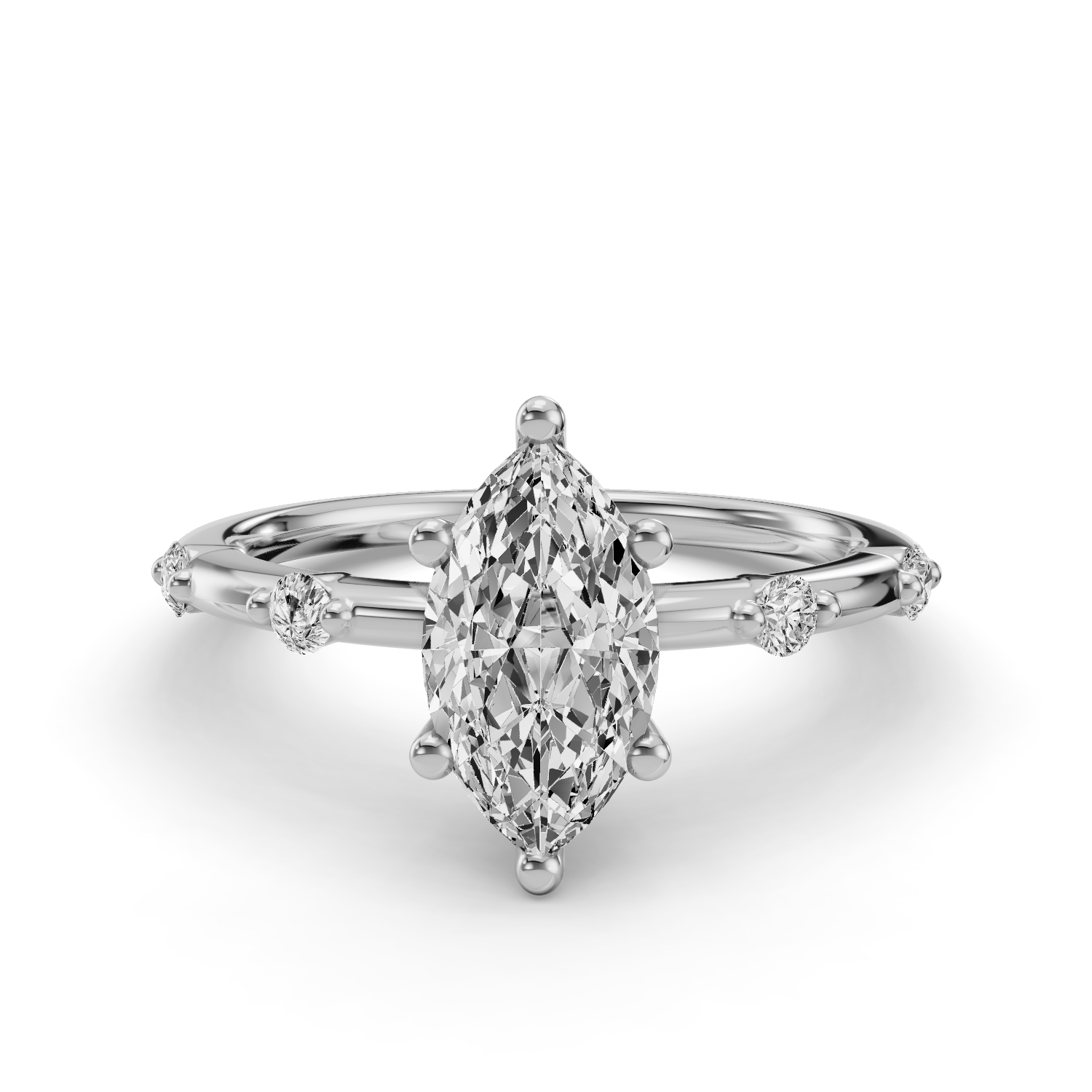 Marquise Side Stone Engagement Ring