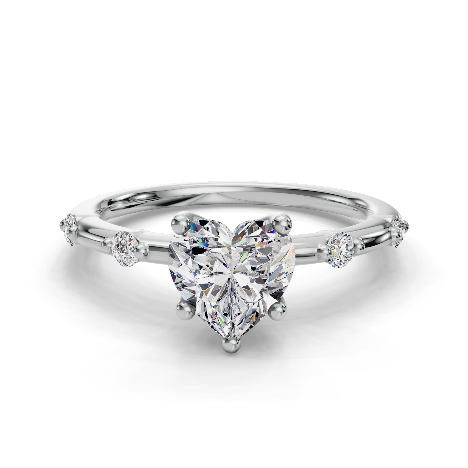 Heart Side Stone Engagement Ring