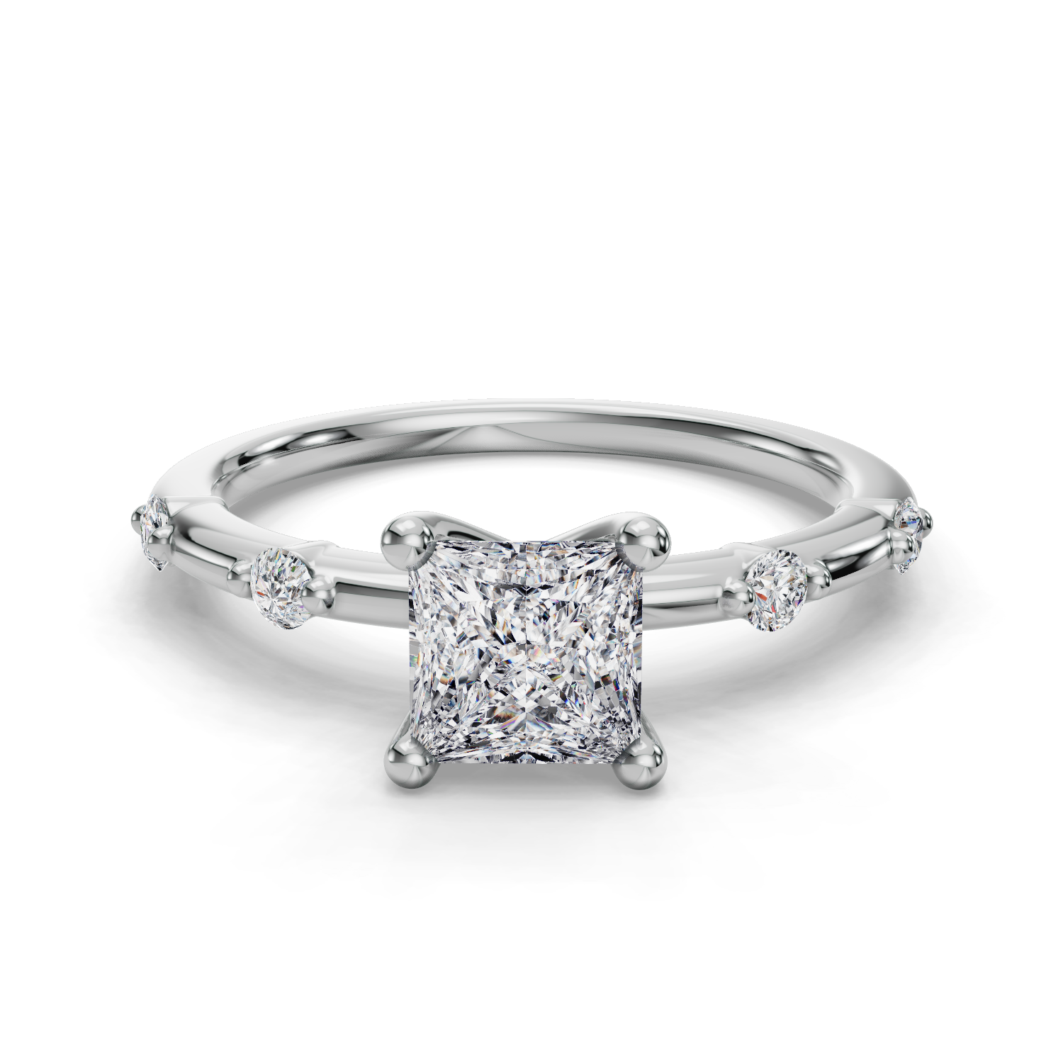 Princess Side Stone Engagement Ring