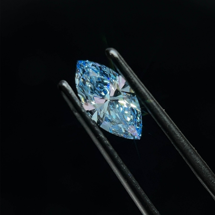 0.89ct Marquise Fancy Vivid Blue VS1 IGI