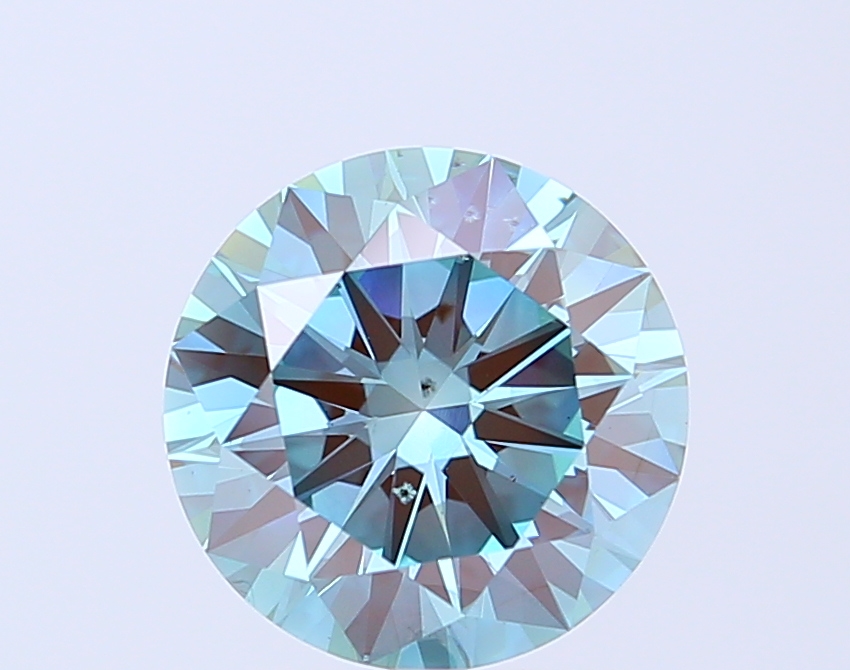 Round 3.05ct Fancy Vivid Bluish Green SI1