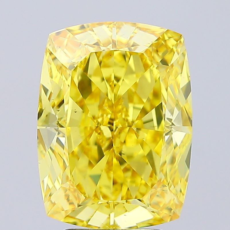 5.54ct Cushion Modified Fancy Vivid Yellow VS1 IGI