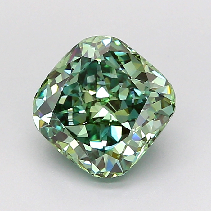 1.58ct Cushion Brilliant Fancy Vivid Green VVS2 IGI
