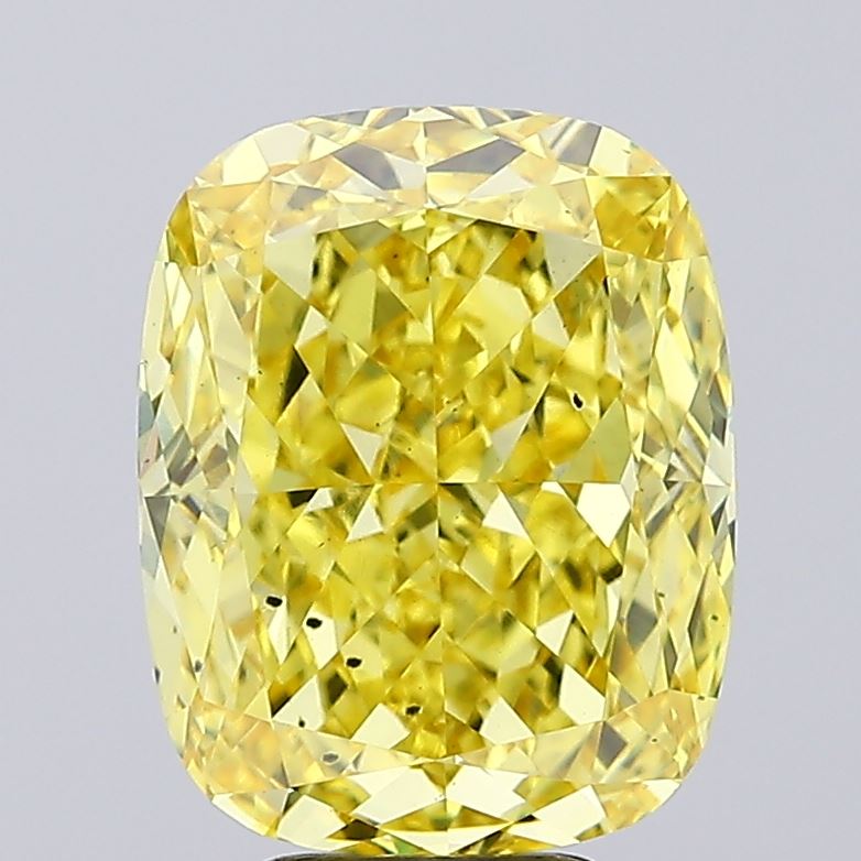 6.34ct Cushion Fancy Vivid Yellow VS2 IGI