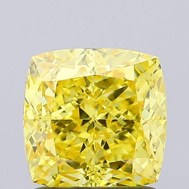 1.38ct Cushion Modified Fancy Vivid Yellow VS1 IGI