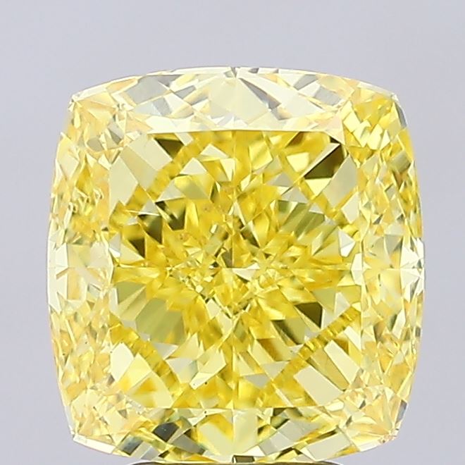 4.01ct Cushion Fancy Vivid Yellow VS2 IGI