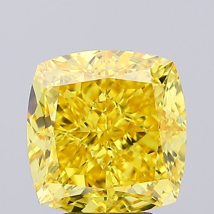 4.07ct Cushion Modified Fancy Vivid Yellow VS1 IGI