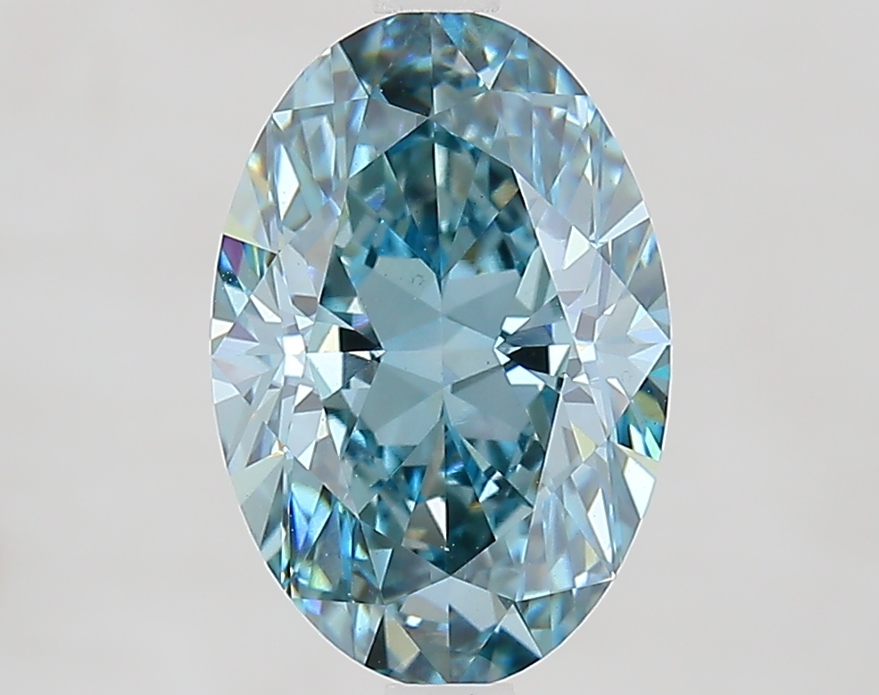 2.79ct Oval Fancy Vivid Greenish Blue VS1 IGI
