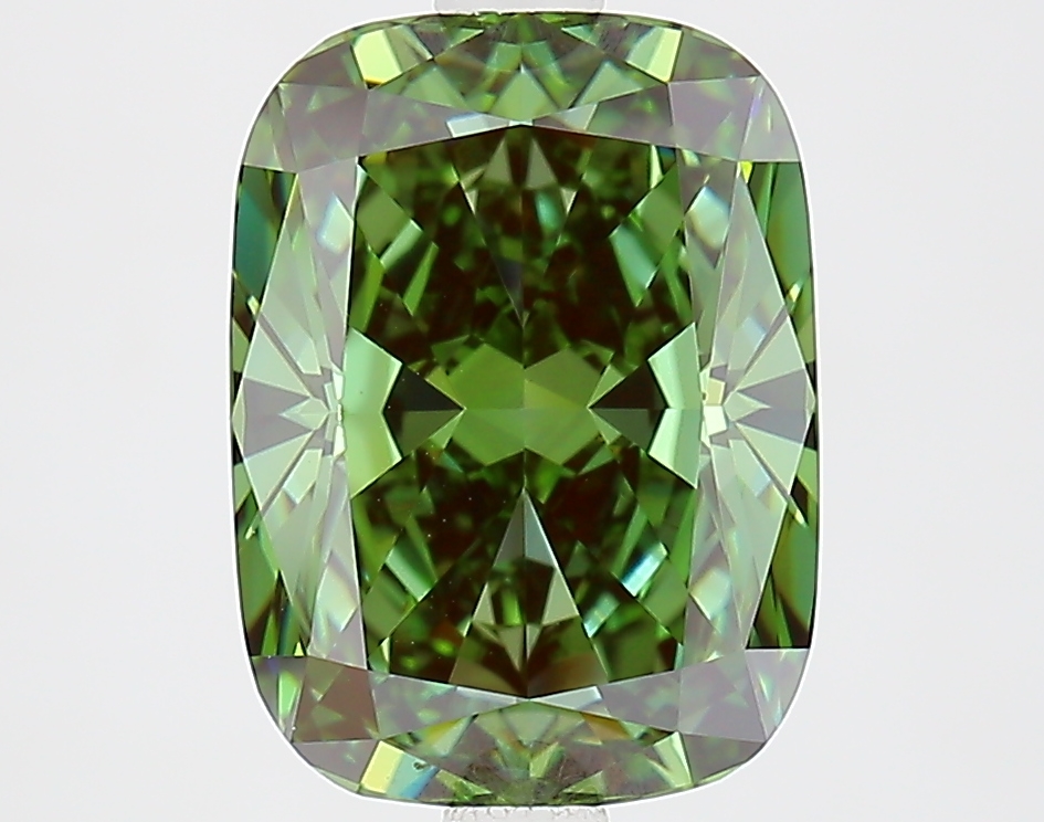 3.53ct Cushion Fancy Vivid Green VVS2 IGI