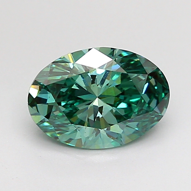 1.1ct Oval Fancy Vivid Green VS2