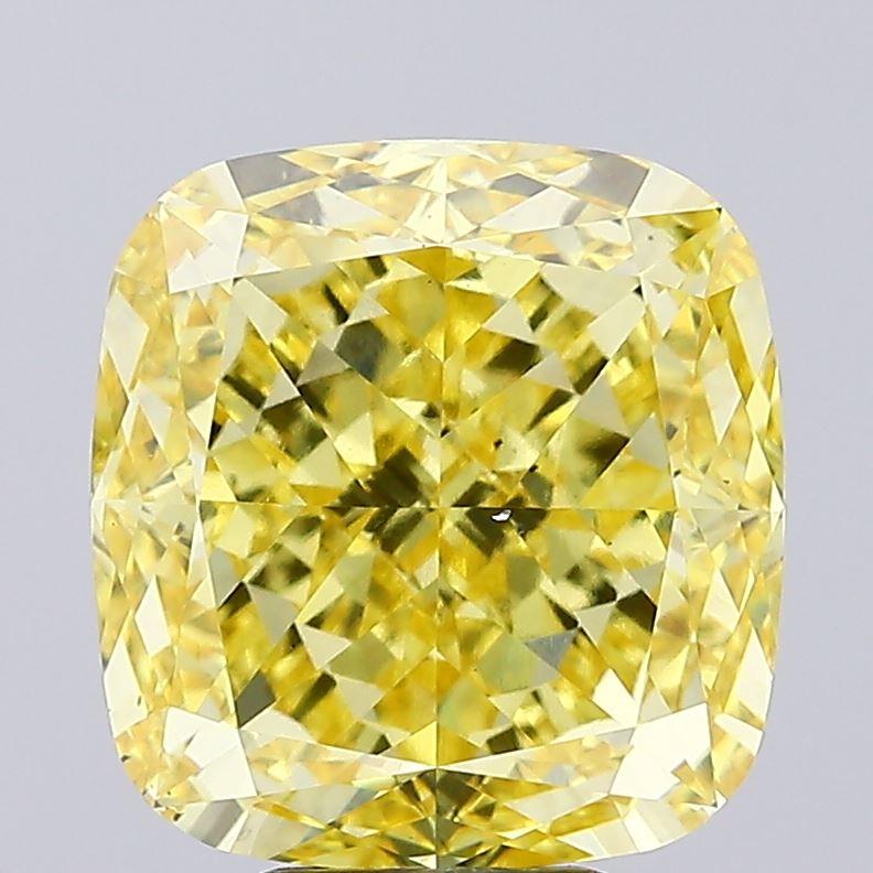7.03ct Cushion Fancy Vivid Yellow VS2 IGI