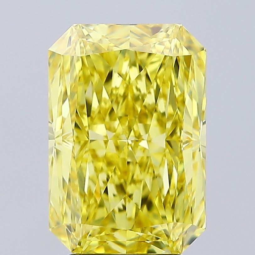 3.8ct Radiant Fancy Vivid Yellow VVS2 IGI