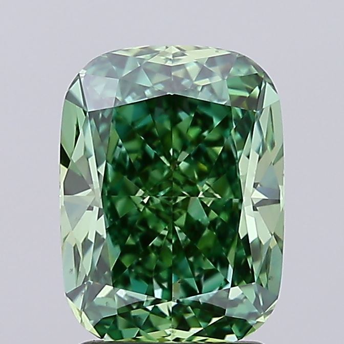 2.31ct Cushion Fancy Vivid Green VS1 IGI