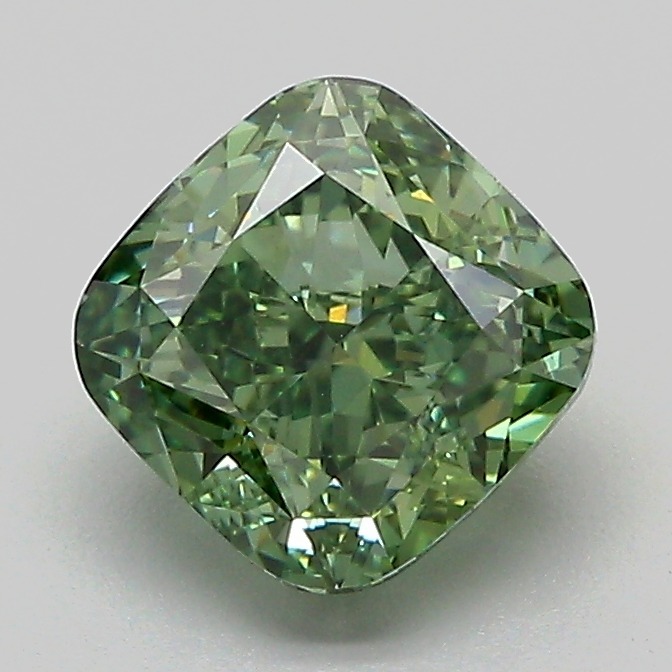 1.64ct Cushion Modified Fancy Vivid Green VVS2 IGI
