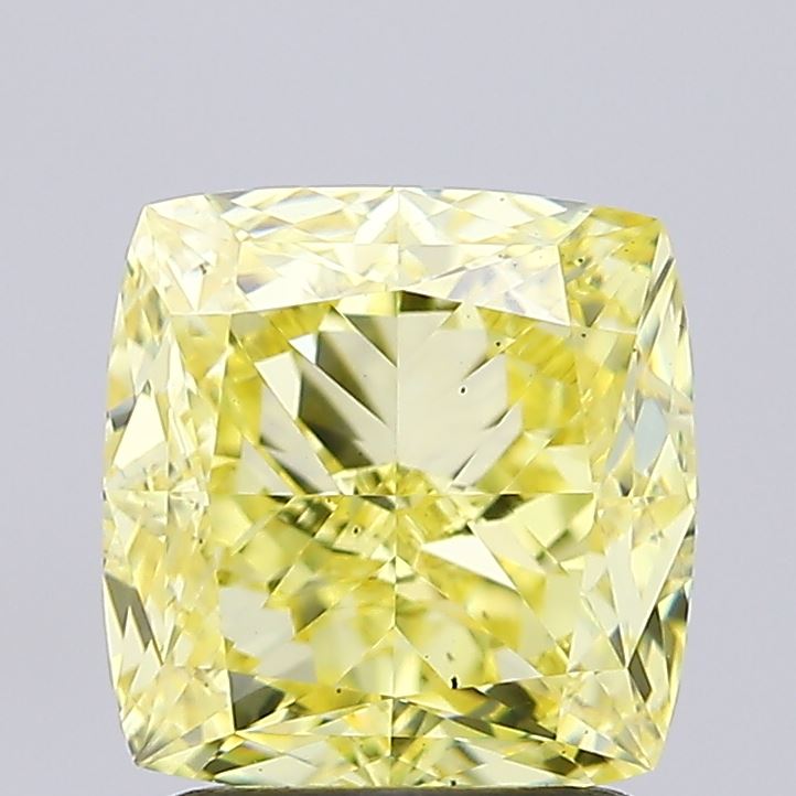 2.02ct Cushion Modified Fancy Intense Yellow VS2 IGI