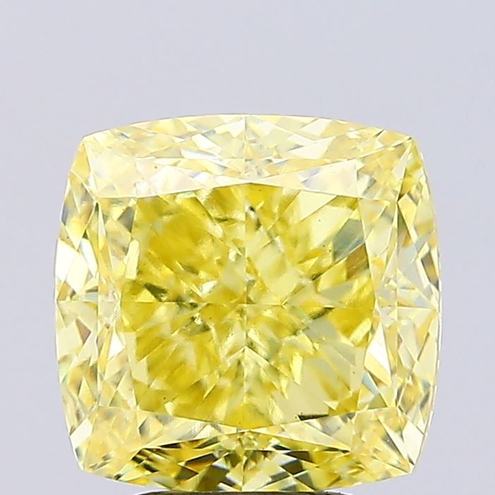 4.05ct Cushion Modified Fancy Intense Yellow VS1 IGI