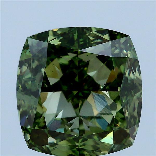 Cushion Square 5.08ct Fancy Vivid Green VS2