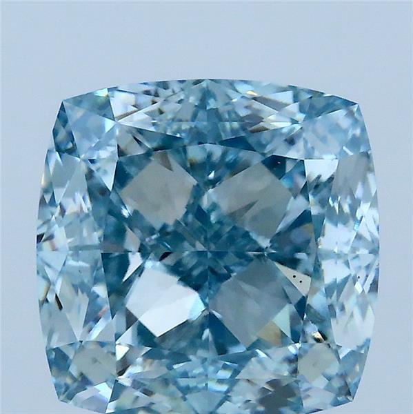 Cushion Square 5.08ct Fancy Intense Greenish Blue VS1