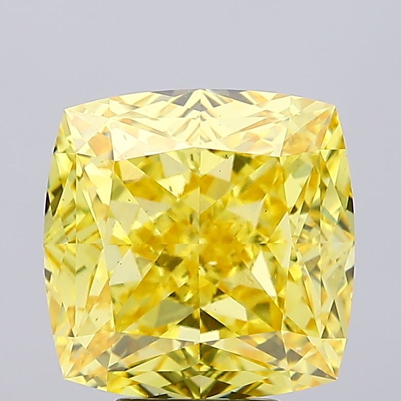 6.58ct Cushion Modified Fancy Vivid Yellow VS1 IGI