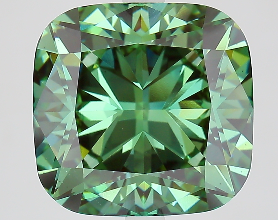 7.07ct Cushion Fancy Vivid Green VS2 IGI