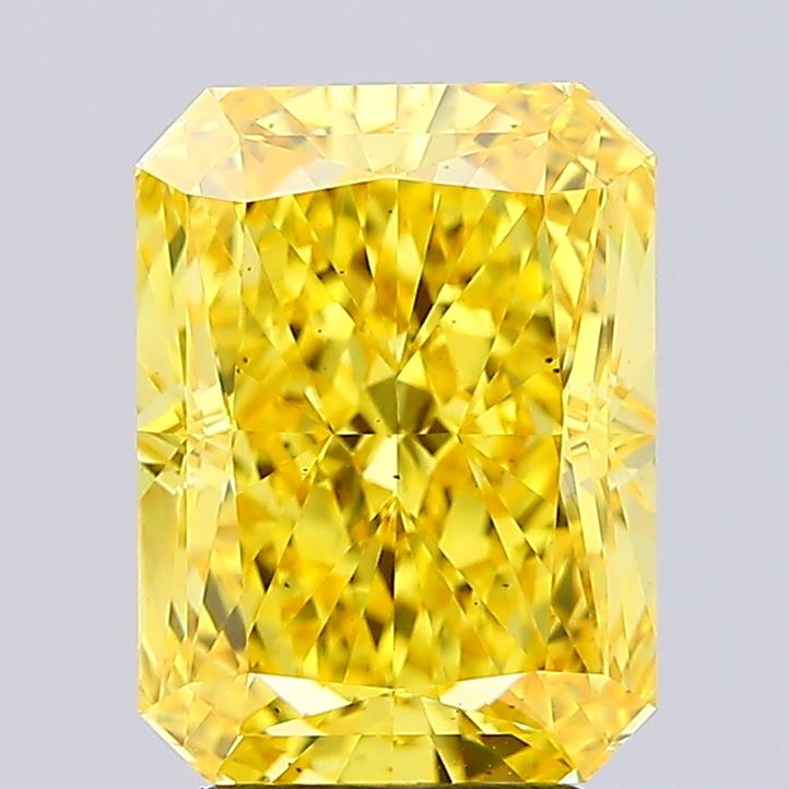 4.14ct Radiant Fancy Vivid Yellow VS2 IGI