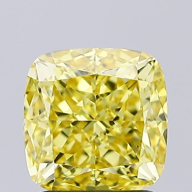 1.5ct Cushion Modified Fancy Vivid Yellow VS2 IGI