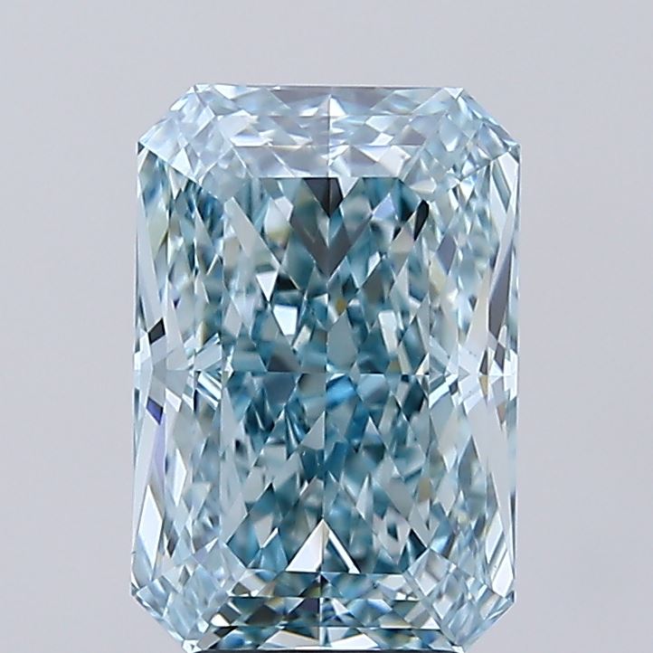 Radiant 4.10ct Fancy Vivid Green Blue VVS2