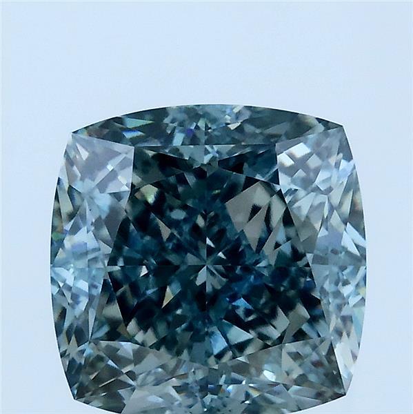 Cushion Square 4.02ct Fancy Vivid Blue Green VS1