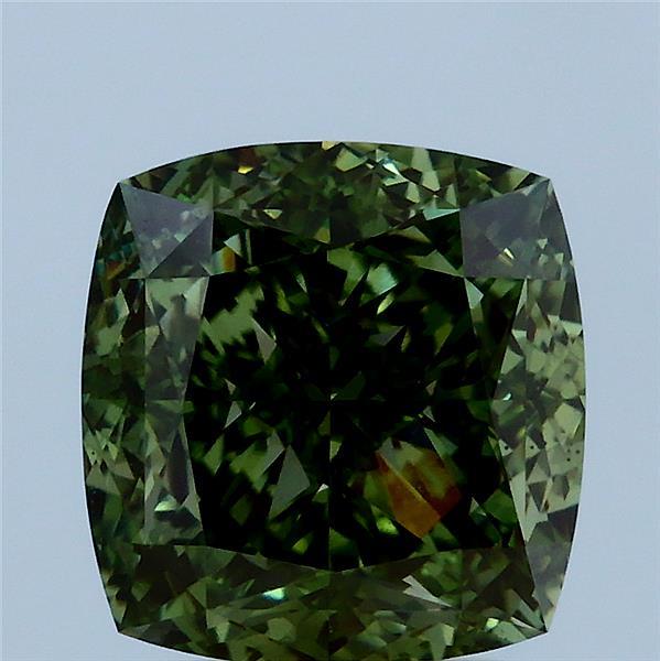 Cushion Square 4.16ct Fancy Vivid Green VS1