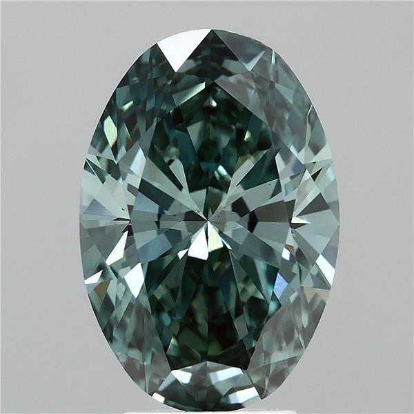 Oval 4.05ct Fancy Vivid Green VS2