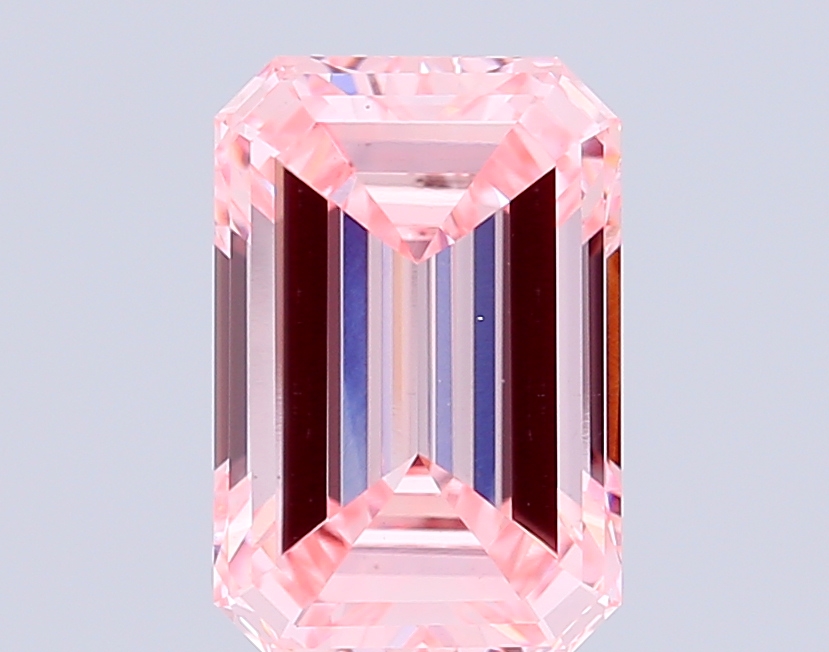 Emerald cut 6.02ct Fancy Intense Pink VS1
