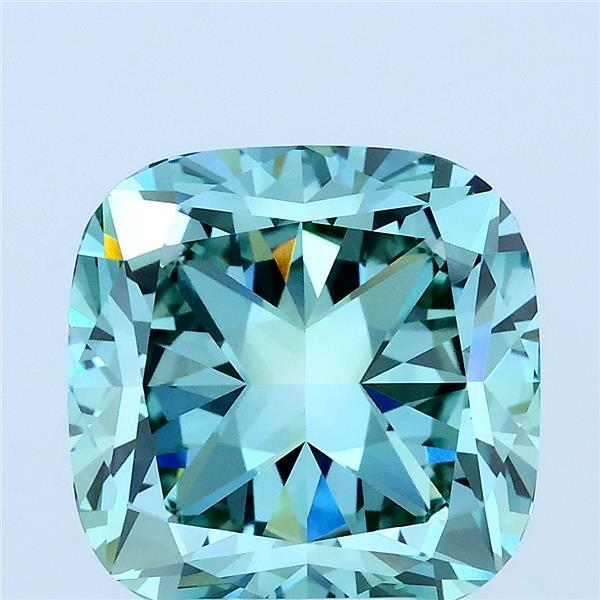 Cushion Square 5.13ct Fancy Vivid Green VVS2