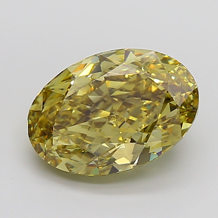 Oval 6.64ct Fancy Vivid Grayish Yellow VS2