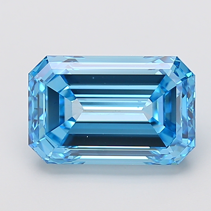 Emerald cut 5.05ct Fancy Vivid Blue VS1