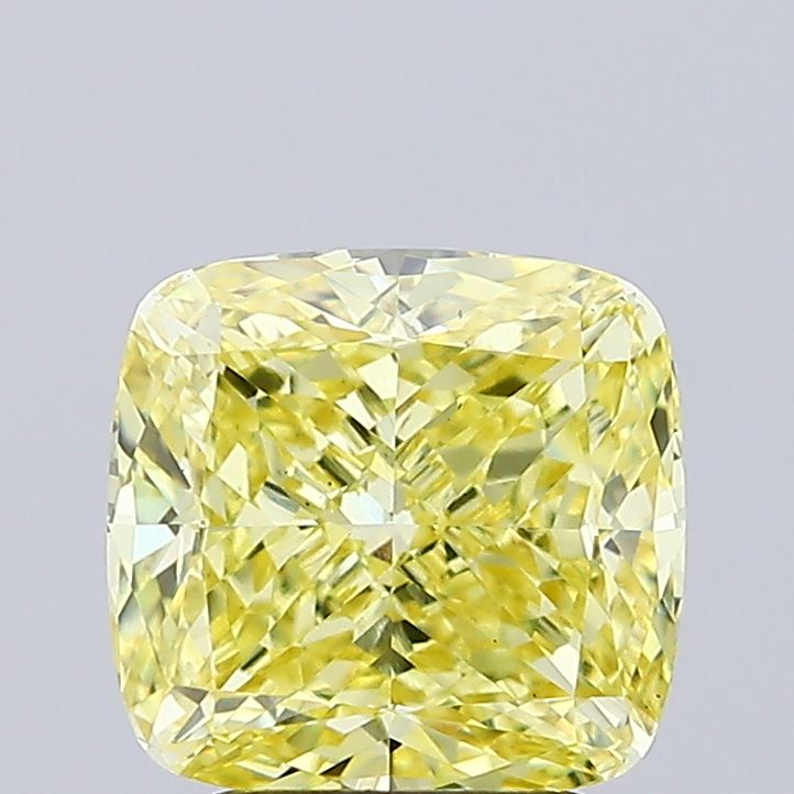3.04ct Cushion Modified Fancy Intense Yellow VS2 IGI