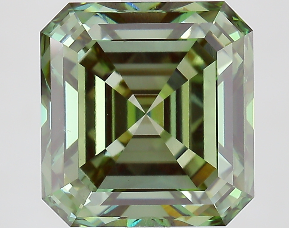 5.02ct Asscher Fancy Vivid Green VS1 IGI