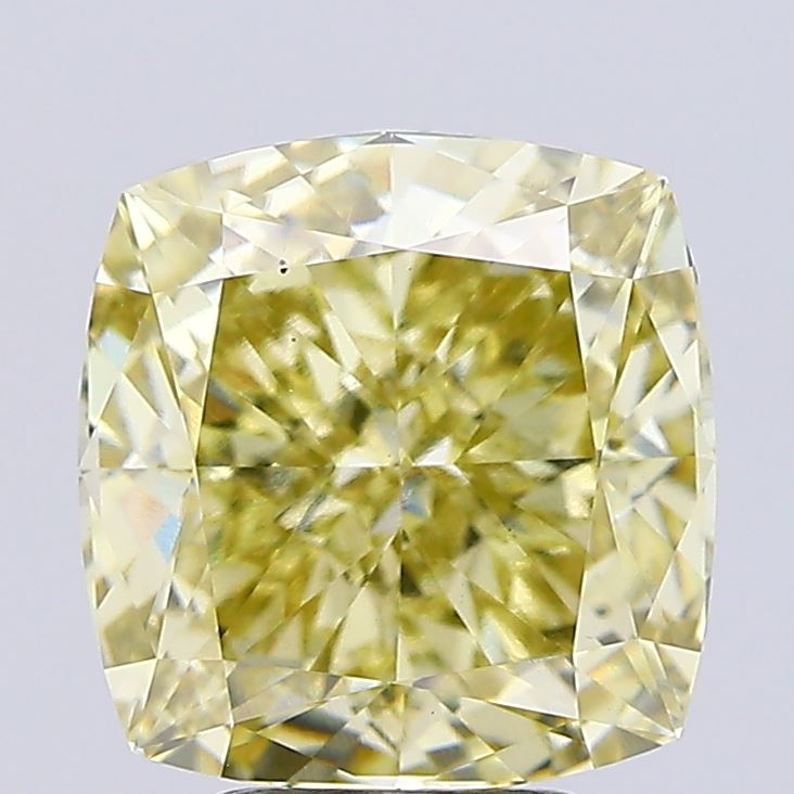 5.51ct Cushion Modified Fancy Intense Greenish Yellow VS1