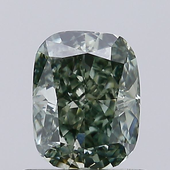 0.82ct Cushion Fancy Vivid Grayish Green VS1