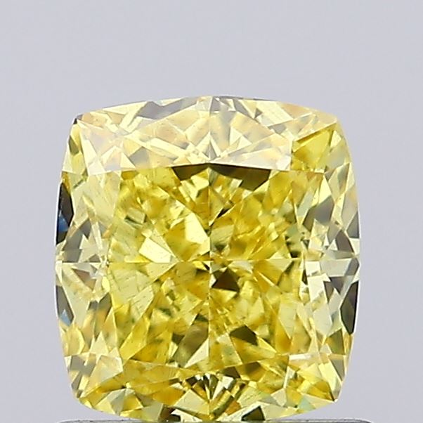 0.99ct Cushion Modified Fancy Vivid Yellow VS2