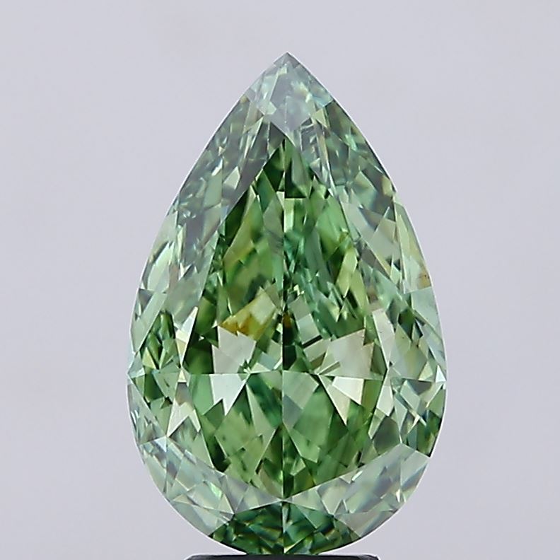 6.03ct Pear Fancy Vivid Green VS1
