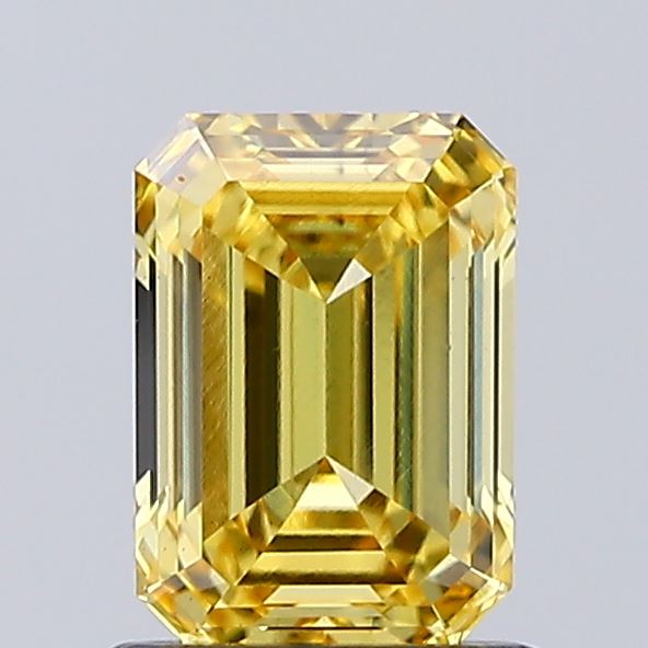0.97ct Emerald Fancy Vivid Yellow VS1