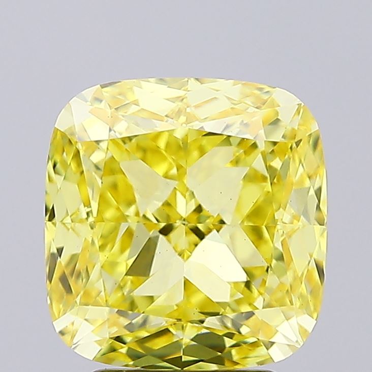 3.92ct Cushion Modified Fancy Vivid Yellow VS1 IGI