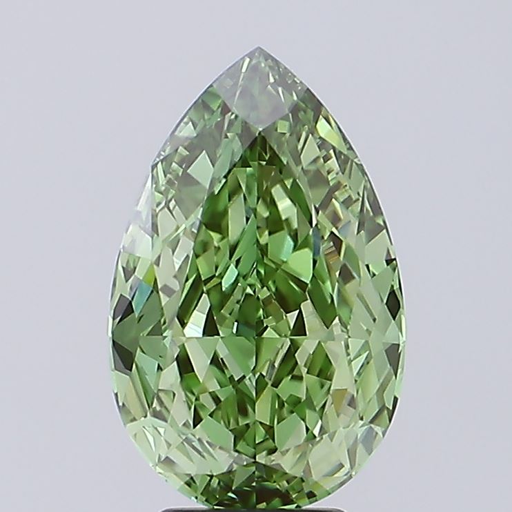 Pear 5.06ct Fancy Vivid Green VVS2
