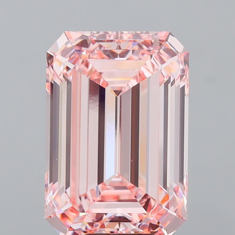 Emerald cut 8.03ct Fancy Intense Pink VS1