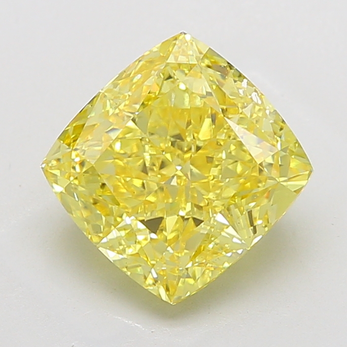 Cushion 6.13ct Fancy Vivid Yellow VS1