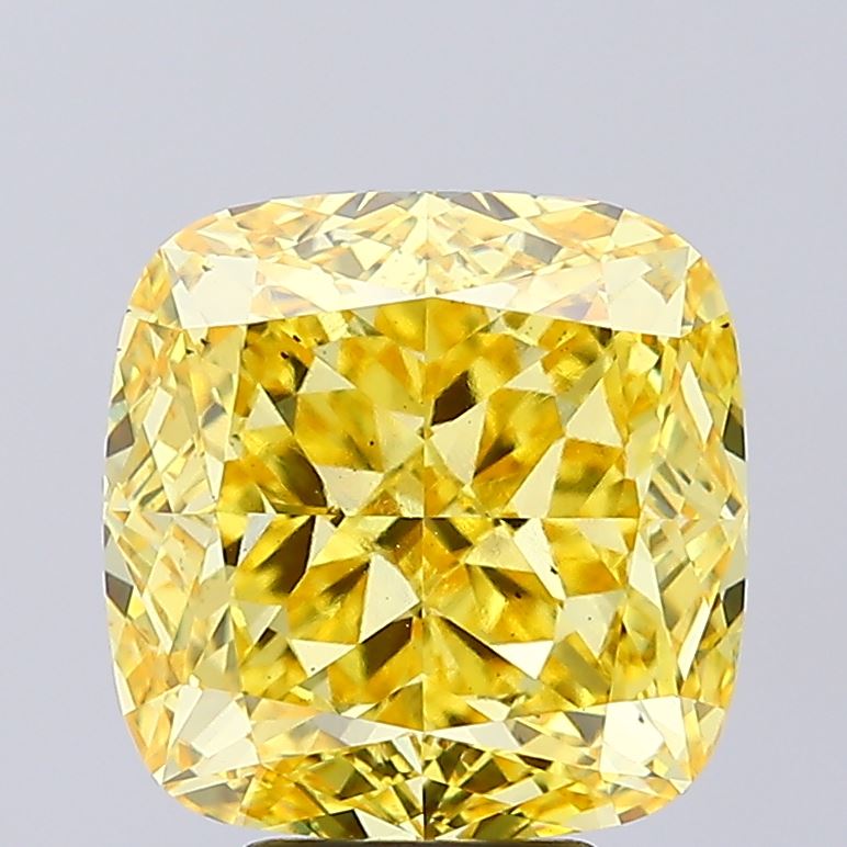 6.13ct Cushion Modified Fancy Vivid Yellow VS2 IGI