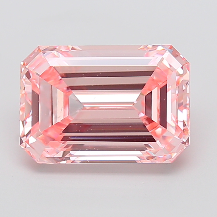 Emerald cut 6.05ct Fancy Intense Pink VVS2
