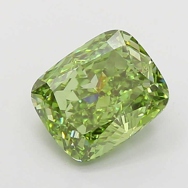 Cushion 4.02ct Fancy Vivid Green VS1