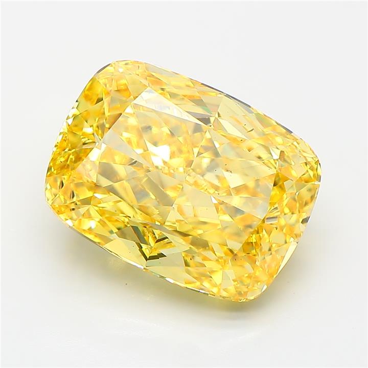 Cushion 7.01ct Fancy Vivid Yellow VS2